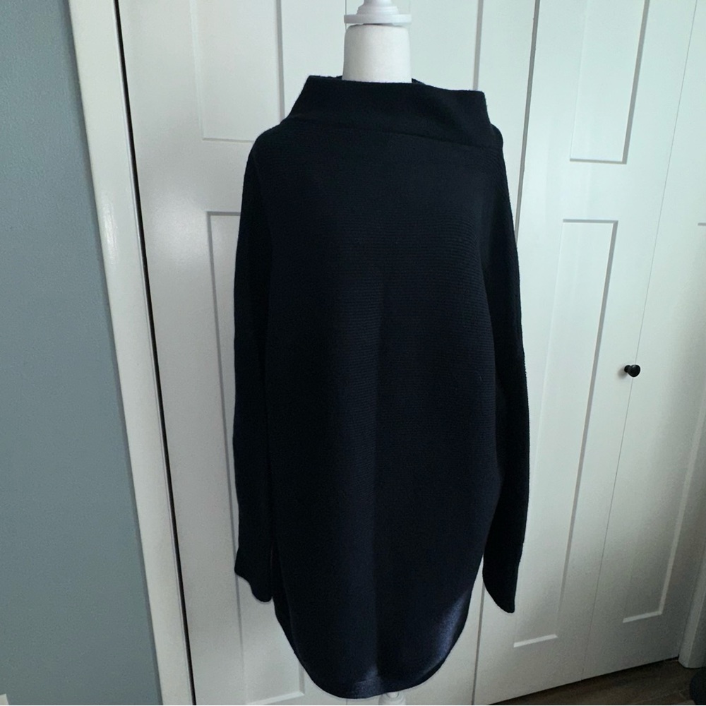 Women's Navy Oversized High Neck Comfy Sweater - XL